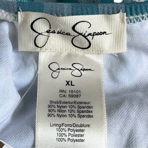 Jessica Simpson Teal Gingham Plaid One Piece Swimsuit Size XL NWT Vacation - Picture 7 of 8